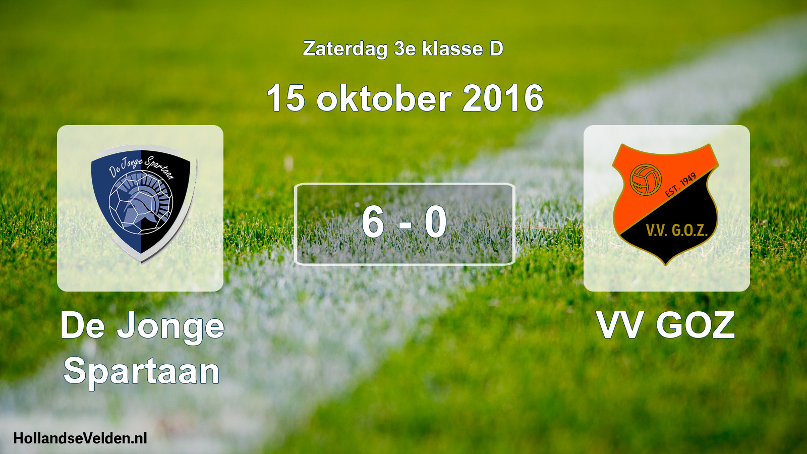 Total number of matches played: De Jonge Spartaan - VV GOZ 6 - 0 (15 October 2016)