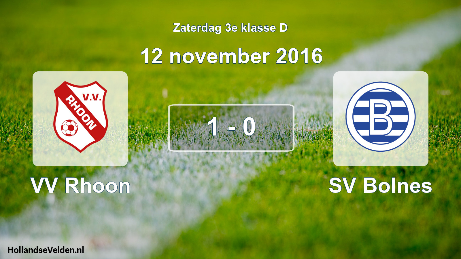 Total number of matches played: VV Rhoon - SV Bolnes 1 - 0 (12 November 2016)