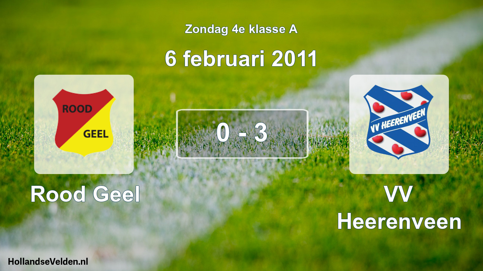 Total number of matches played: Rood Geel - VV Heerenveen 0 - 3 (6 February 2011)