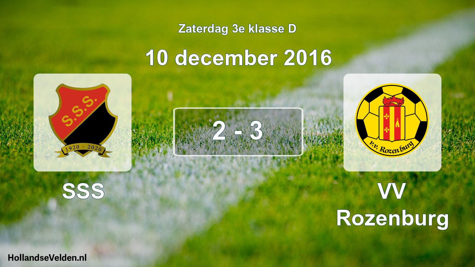 Total number of matches played: SSS - VV Rozenburg 2 - 3 (10 December 2016)