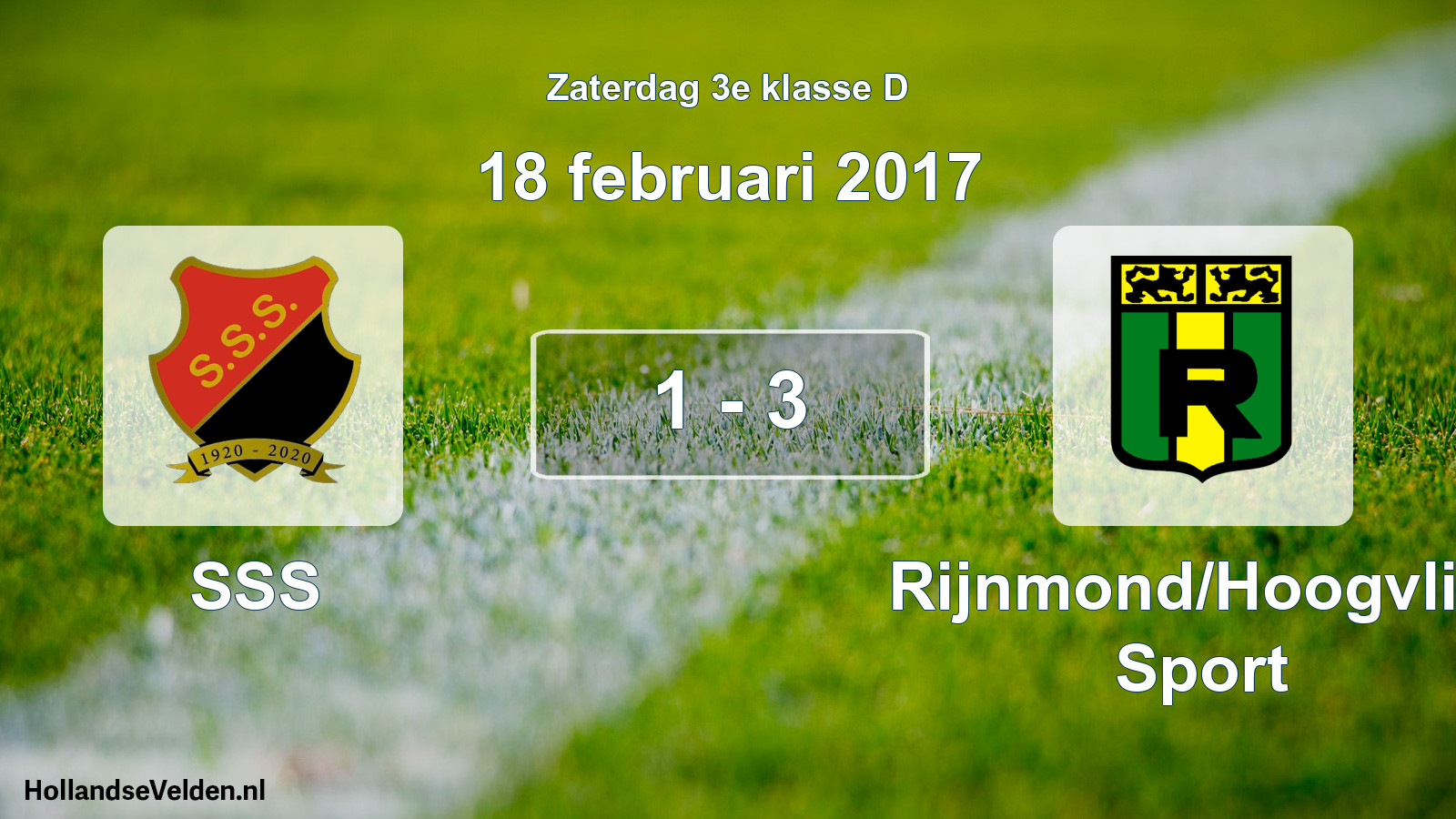 Total number of matches played: SSS - Rijnmond/Hoogvliet Sport 1 - 3 (18 February 2017)