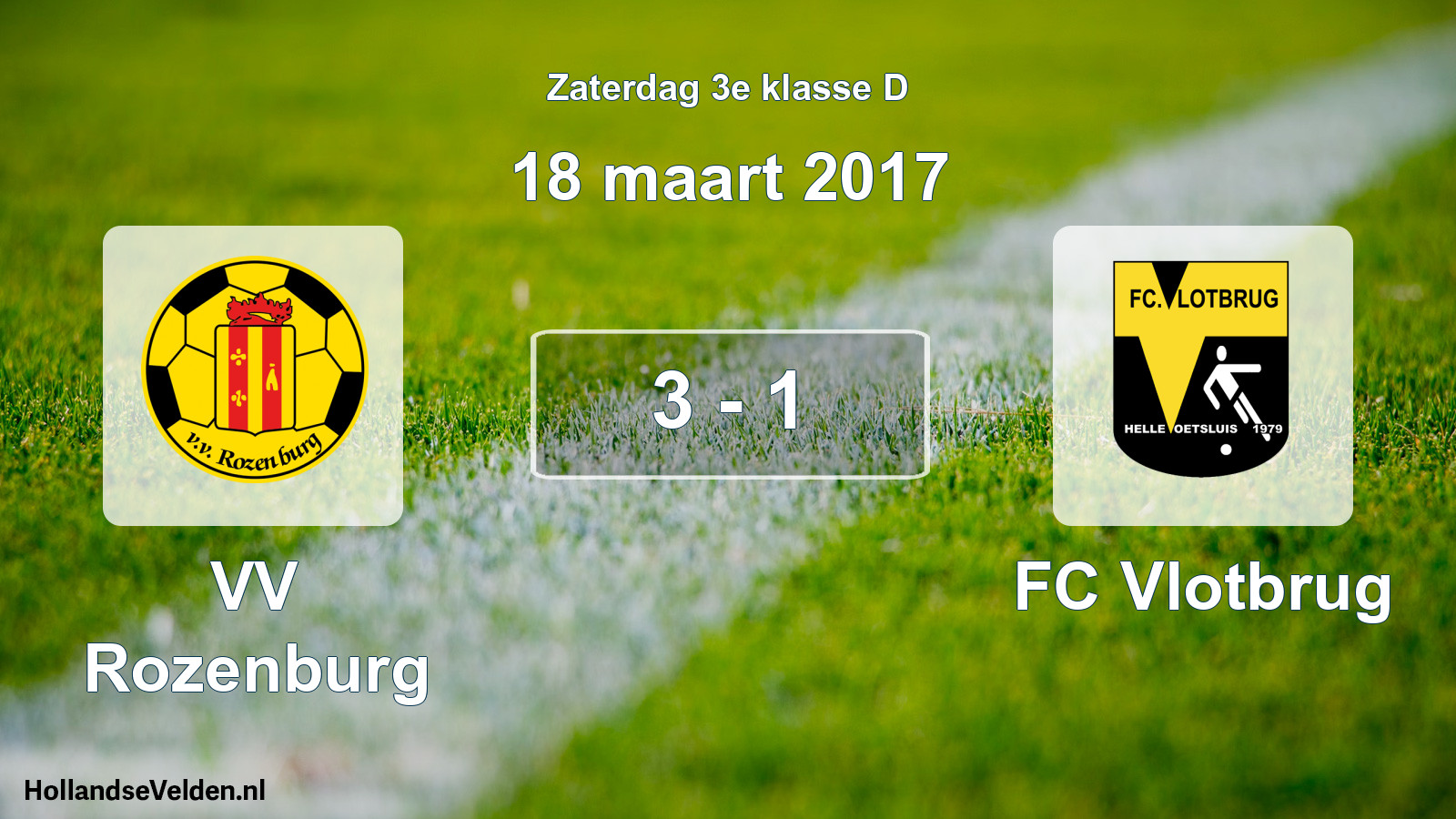 Total number of matches played: VV Rozenburg - FC Vlotbrug 3 - 1 (18 March 2017)
