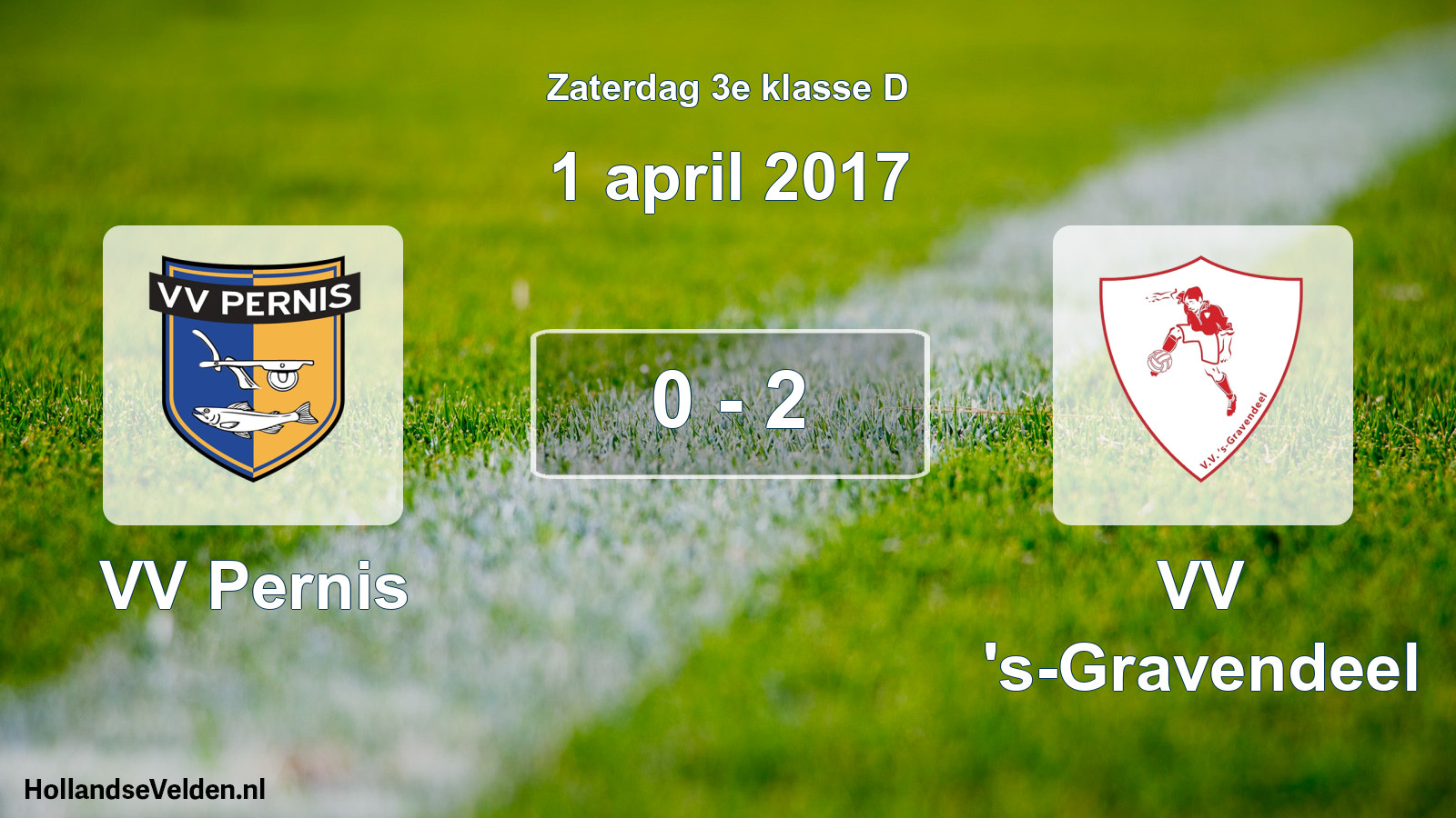 Total number of matches played: VV Pernis - VV 's-Gravendeel 0 - 2 (1 April 2017)
