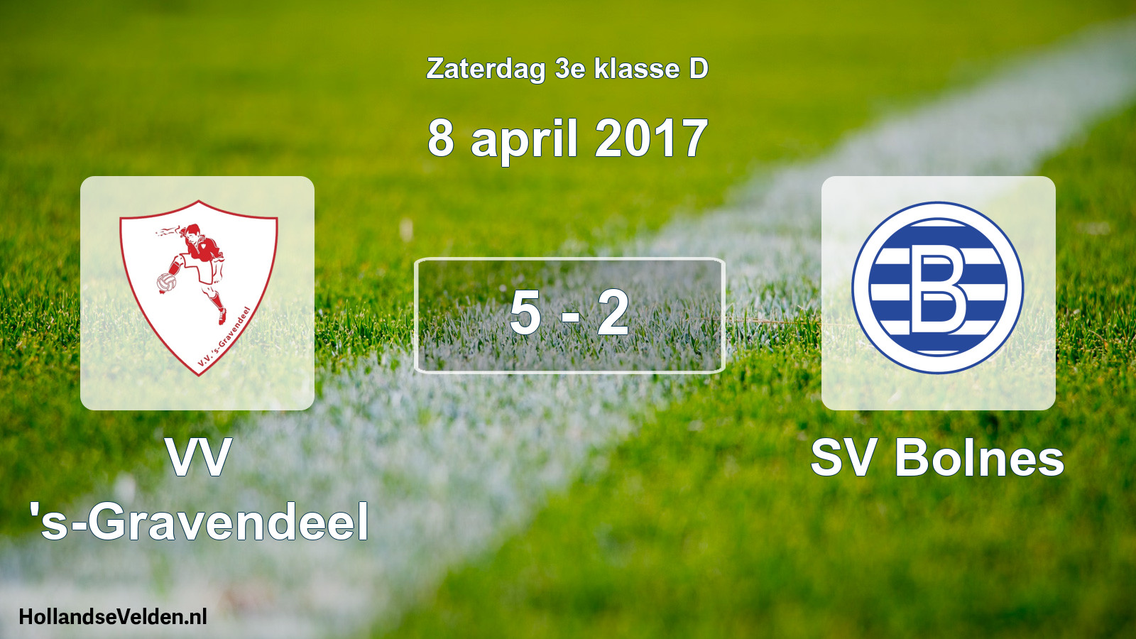 Total number of matches played: VV 's-Gravendeel - SV Bolnes 5 - 2 (8 April 2017)