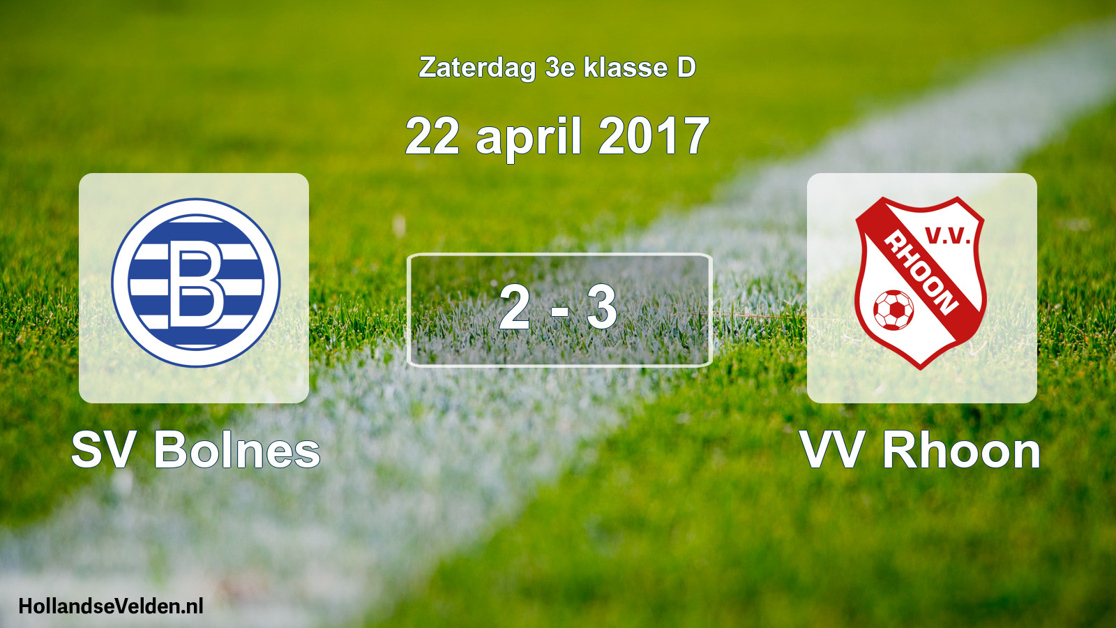 Total number of matches played: SV Bolnes - VV Rhoon 2 - 3 (22 April 2017)