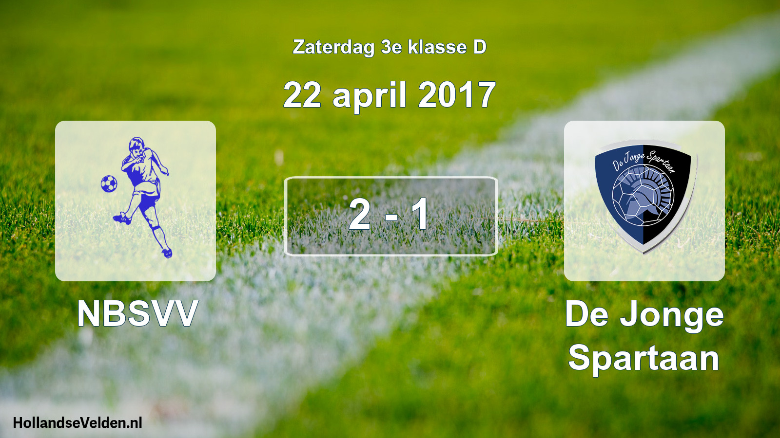 Total number of matches played: NBSVV - De Jonge Spartaan 2 - 1 (22 April 2017)