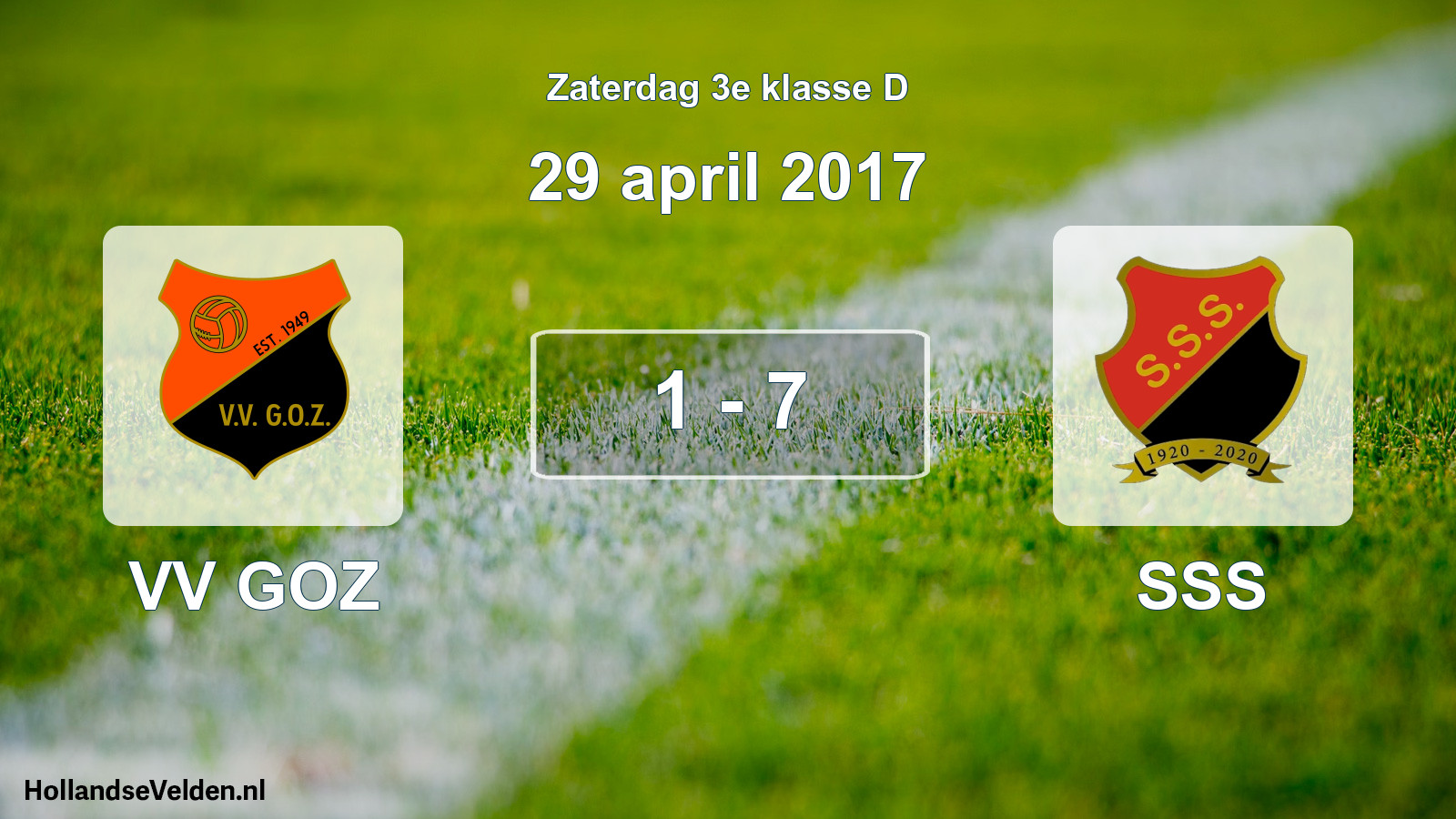 Total number of matches played: VV GOZ - SSS 1 - 7 (29 April 2017)