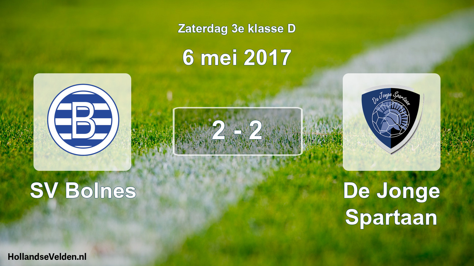 Total number of matches played: SV Bolnes - De Jonge Spartaan 2 - 2 (6 May 2017)
