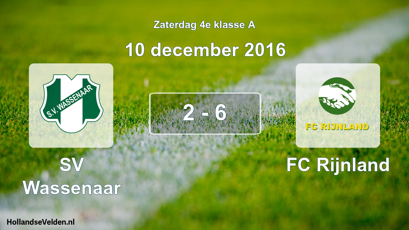 Total number of matches played: SV Wassenaar - FC Rijnland 2 - 6 (10 December 2016)