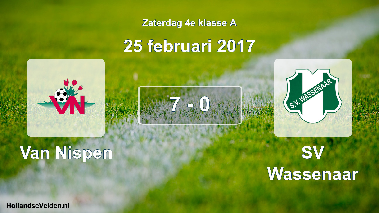 Total number of matches played: Van Nispen - SV Wassenaar 7 - 0 (25 February 2017)