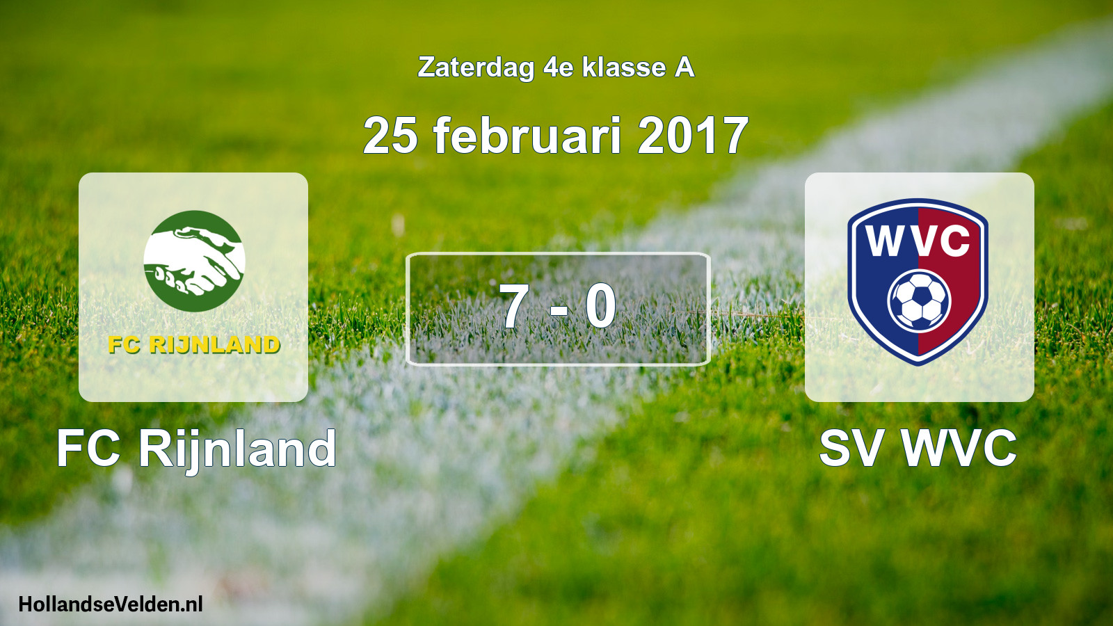 Total number of matches played: FC Rijnland - SV WVC 7 - 0 (25 February 2017)