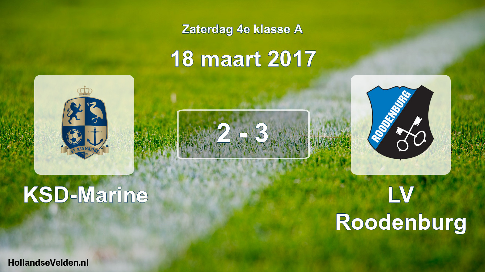 Total number of matches played: KSD-Marine - LV Roodenburg 2 - 3 (18 March 2017)