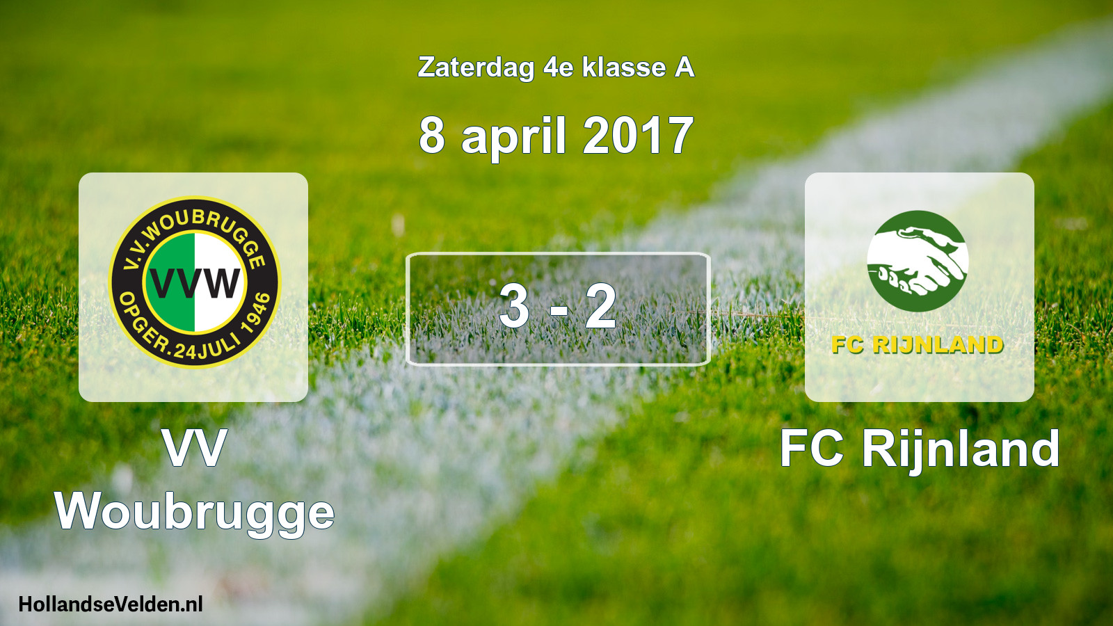 Total number of matches played: VV Woubrugge - FC Rijnland 3 - 2 (8 April 2017)