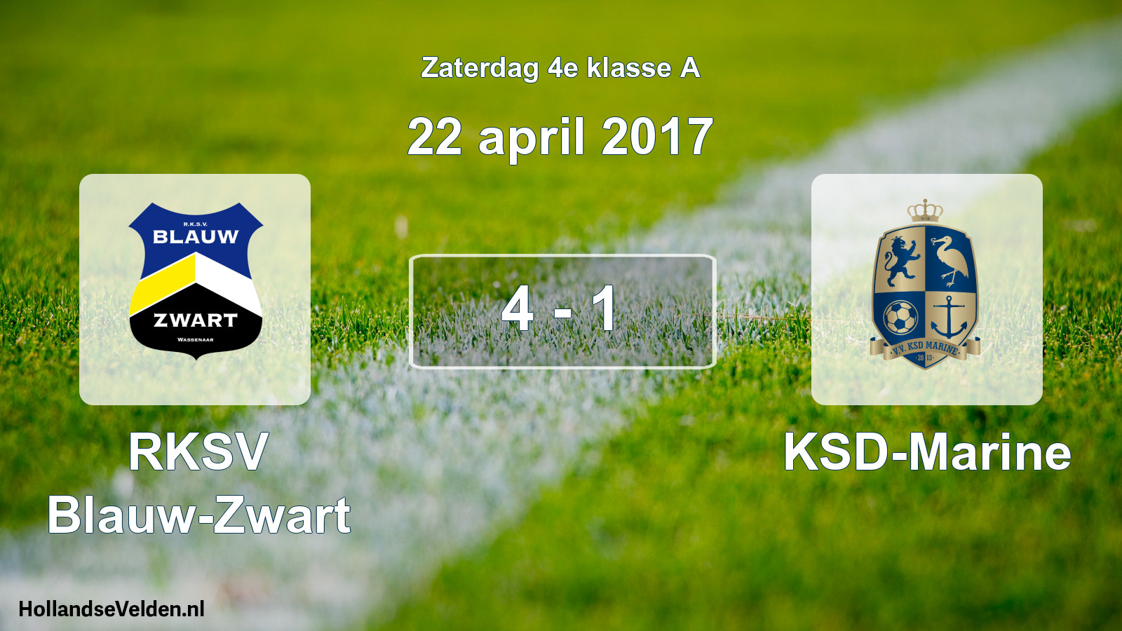Total number of matches played: RKSV Blauw-Zwart - KSD-Marine 4 - 1 (22 April 2017)