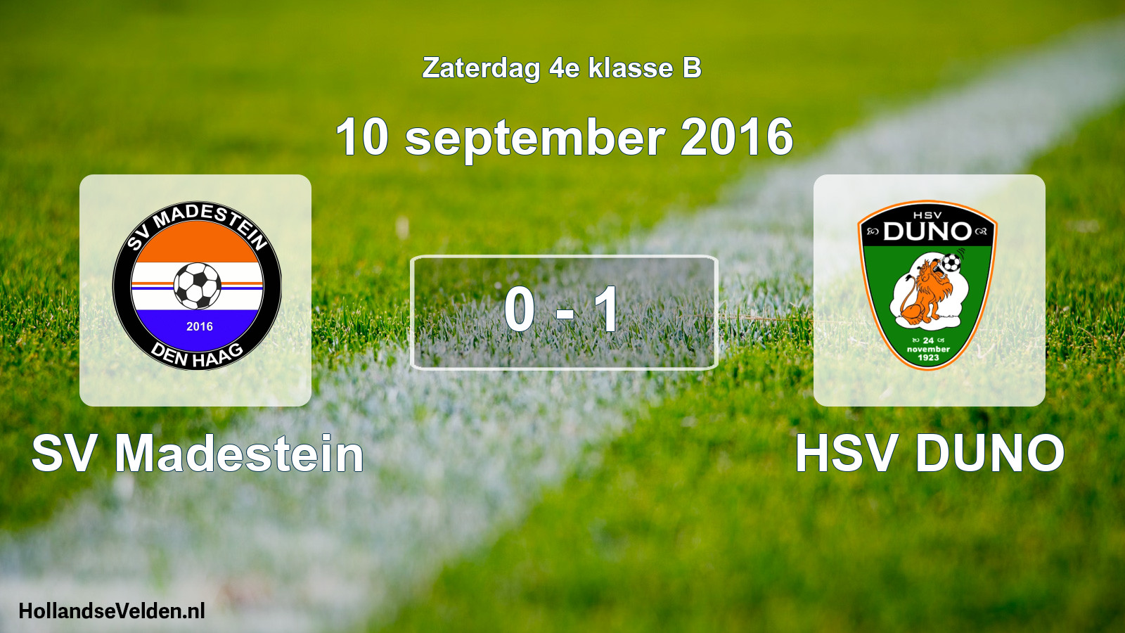 Total number of matches played: SV Madestein - HSV DUNO 0 - 1 (10 September 2016)
