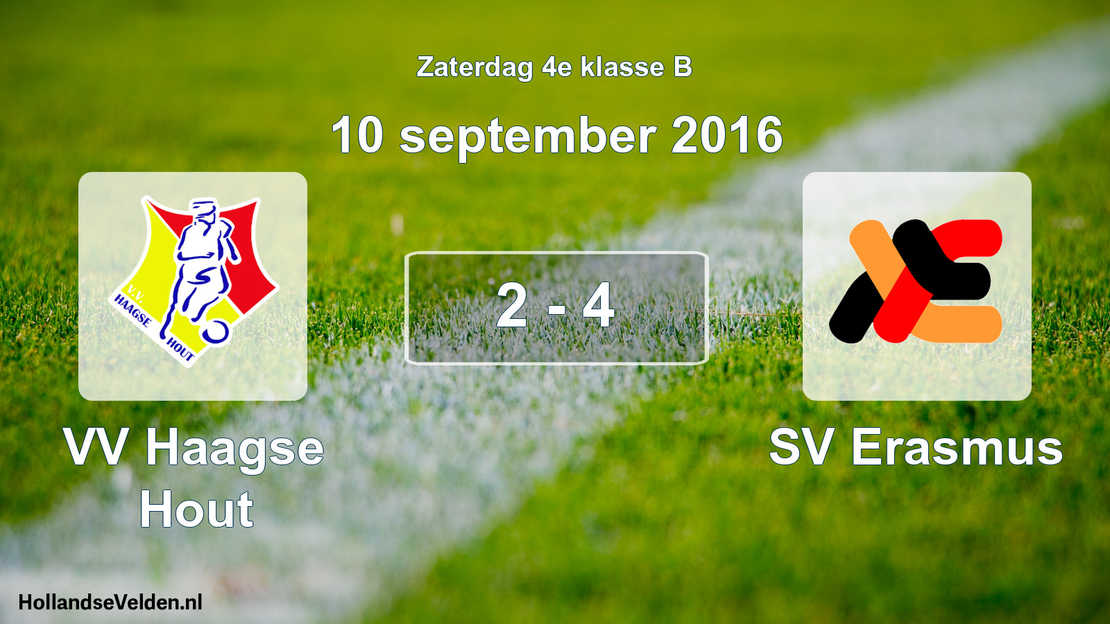 Total number of matches played: VV Haagse Hout - SV Erasmus 2 - 4 (10 September 2016)