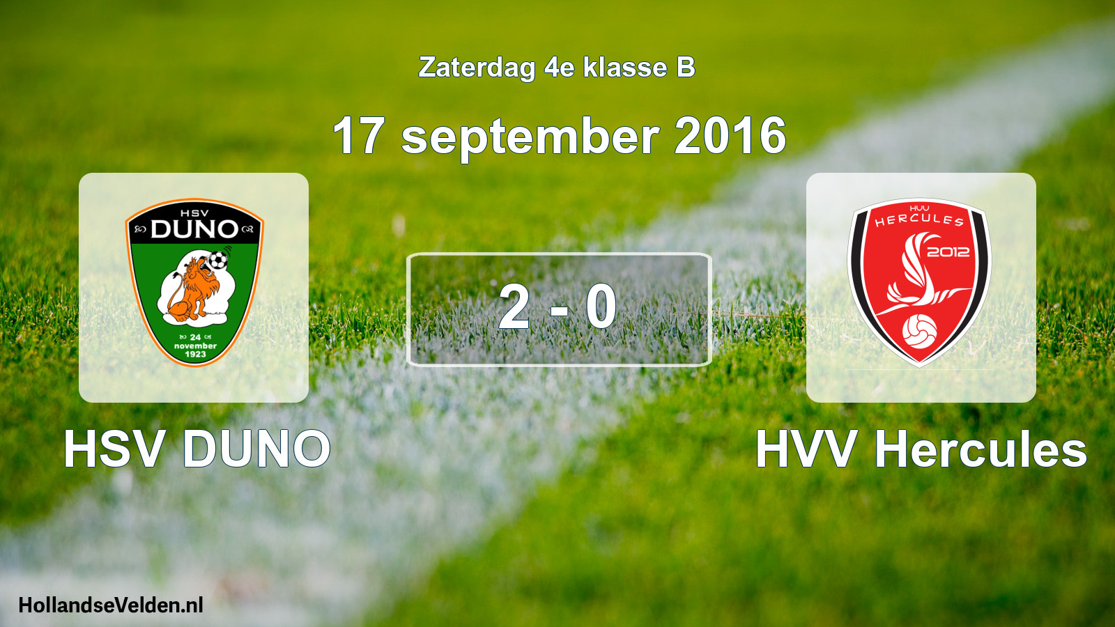 Total number of matches played: HSV DUNO - HVV Hercules 2 - 0 (17 September 2016)