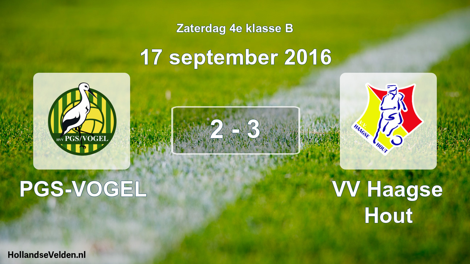 Total number of matches played: PGS-VOGEL - VV Haagse Hout 2 - 3 (17 September 2016)