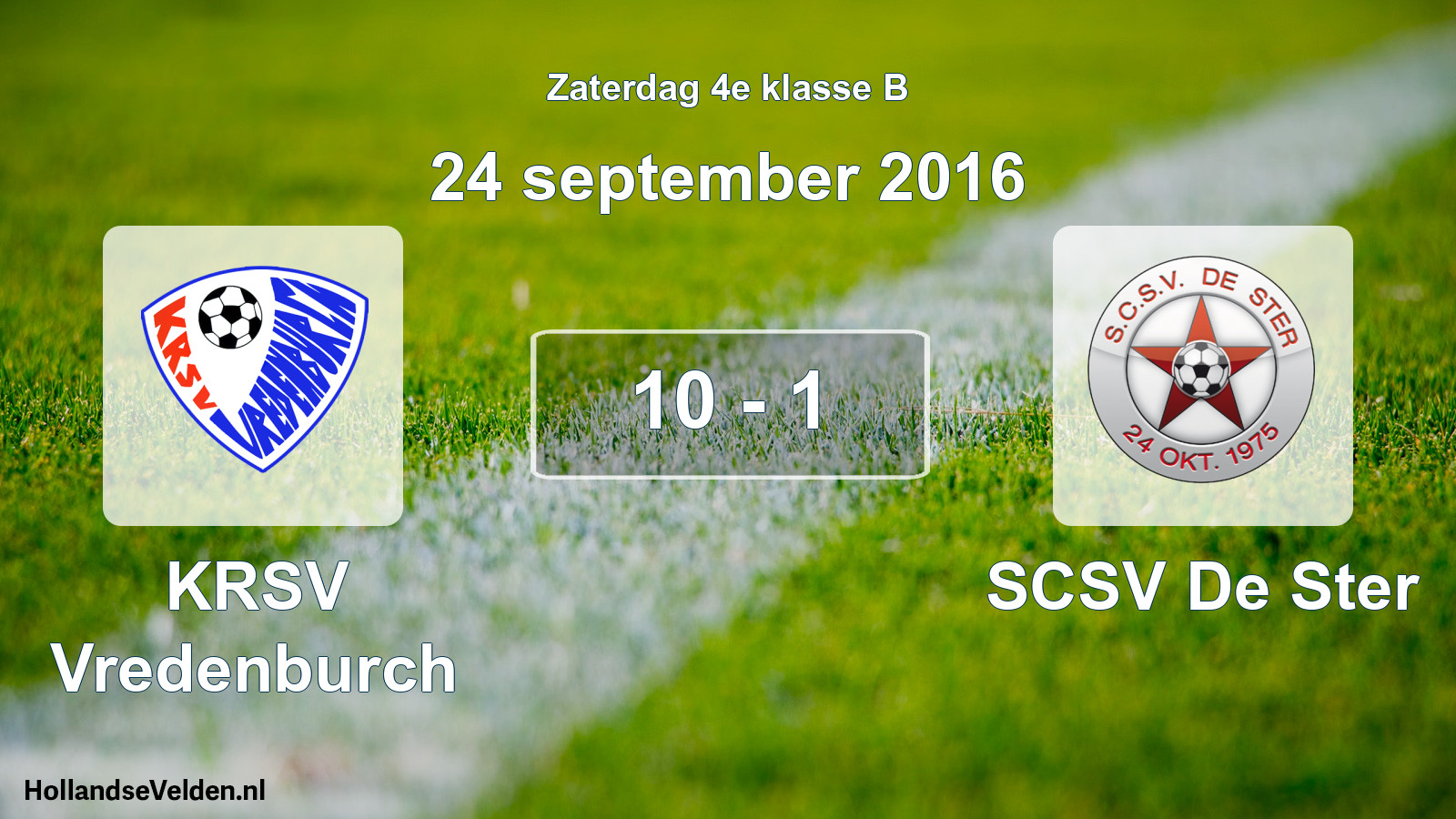 Total number of matches played: KRSV Vredenburch - SCSV De Ster 10 - 1 (24 September 2016)