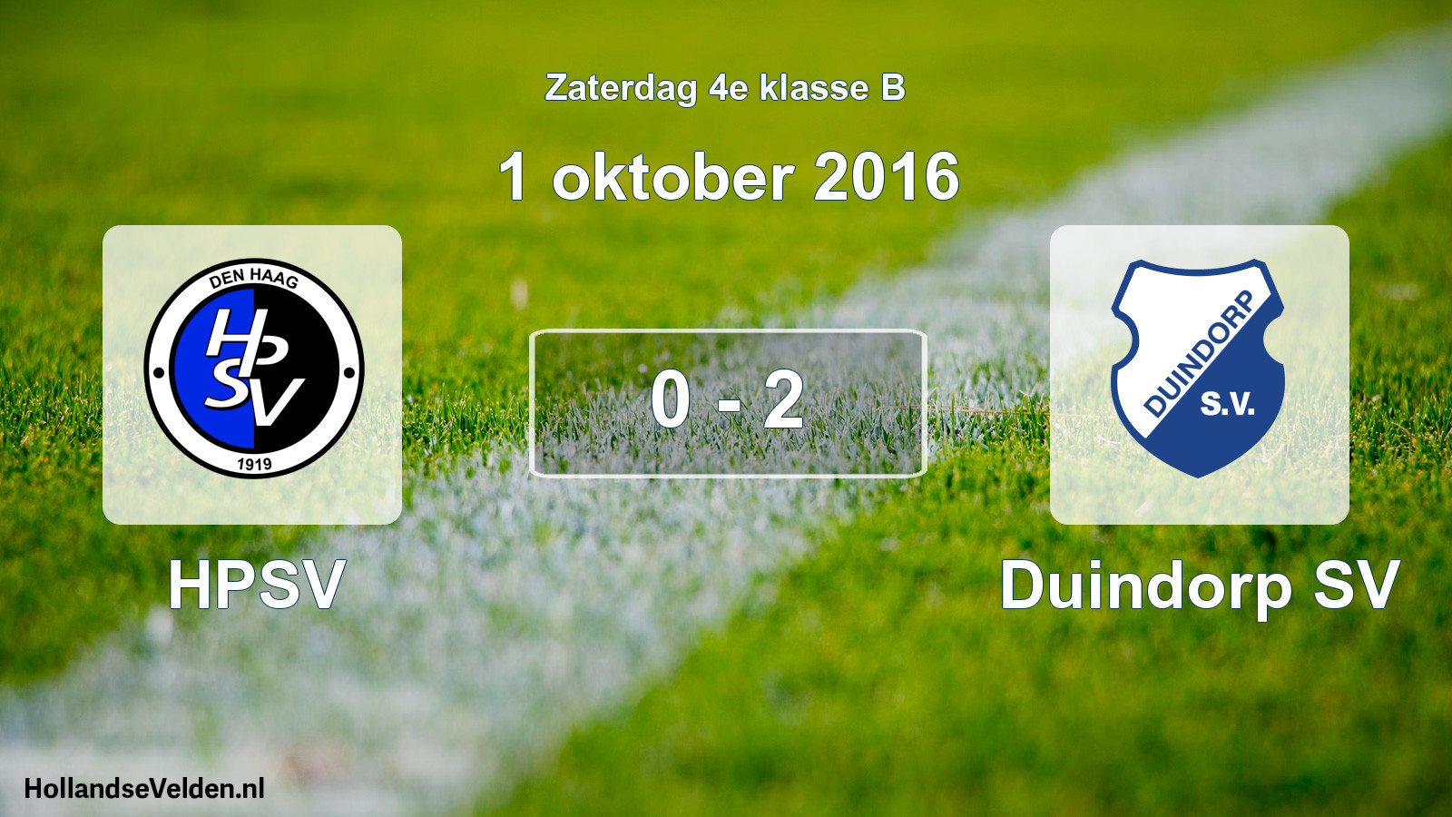 Total number of matches played: HPSV - Duindorp SV 0 - 2 (1 October 2016)