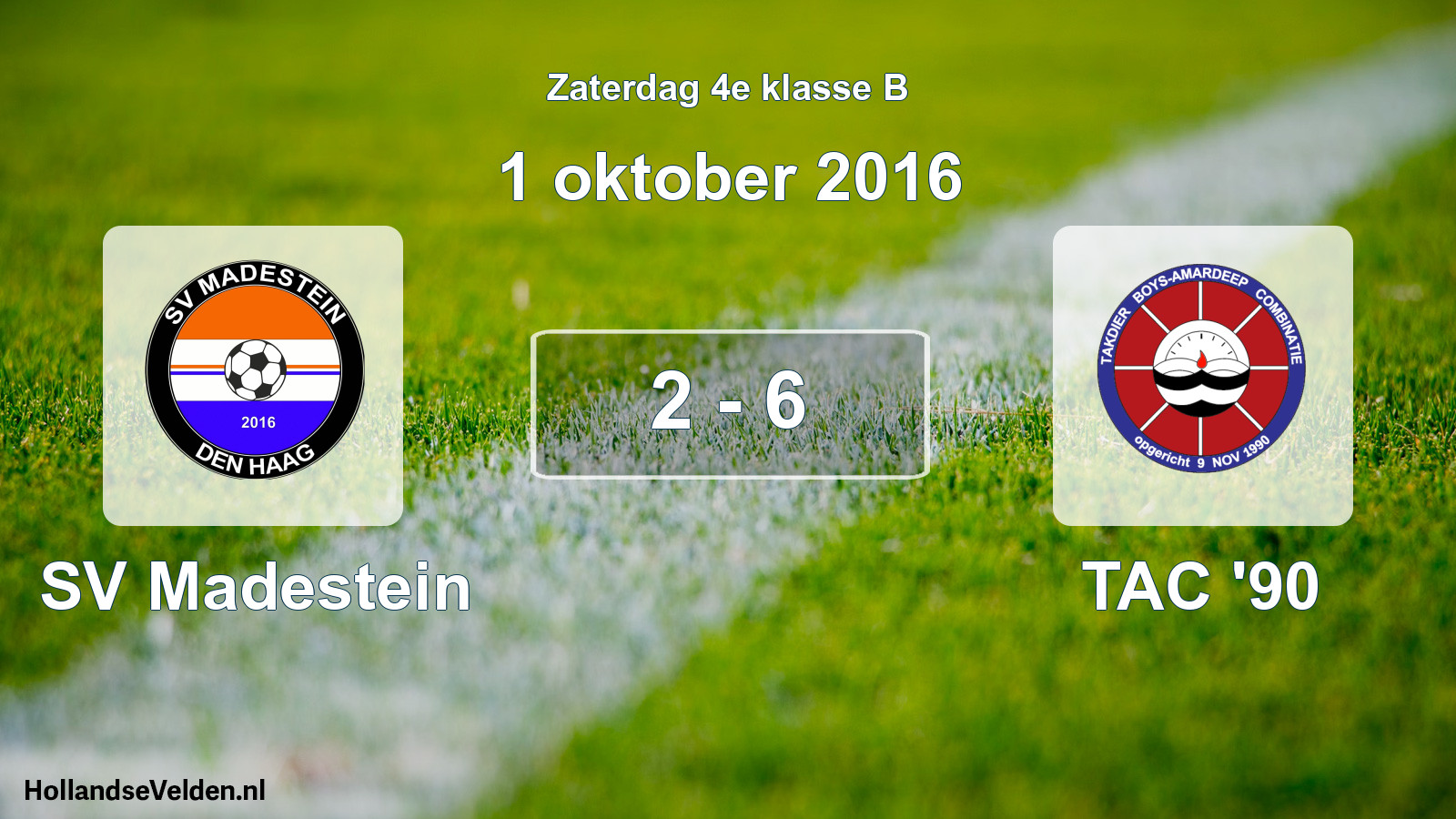 Total number of matches played: SV Madestein - TAC '90 2 - 6 (1 October 2016)
