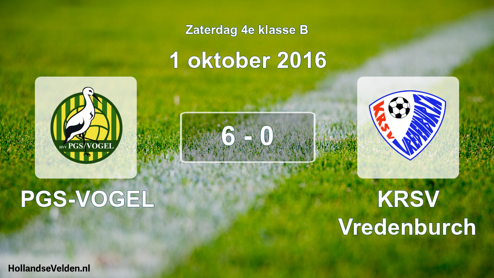 Total number of matches played: PGS-VOGEL - KRSV Vredenburch 6 - 0 (1 October 2016)