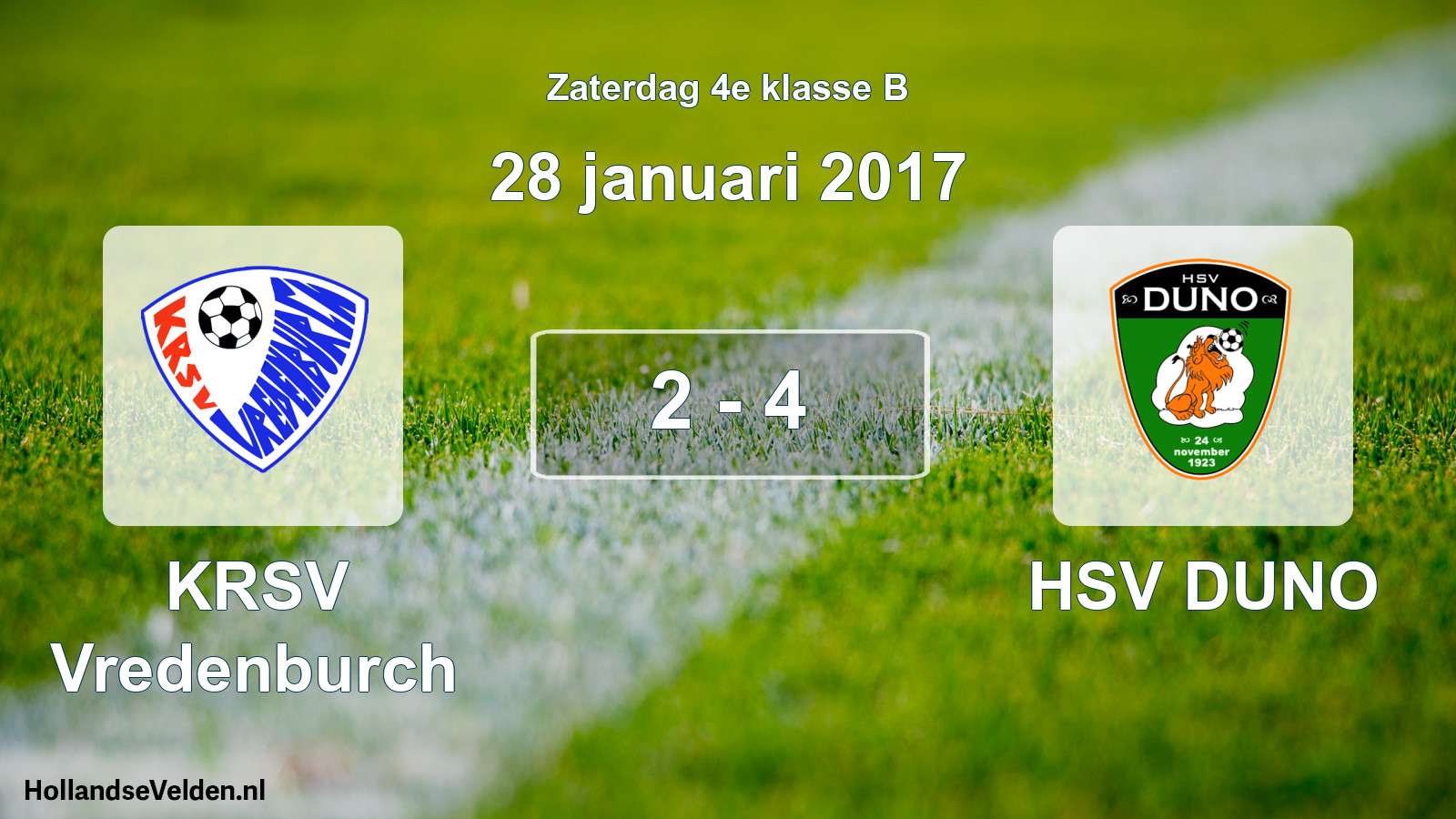 Total number of matches played: KRSV Vredenburch - HSV DUNO 2 - 4 (28 January 2017)