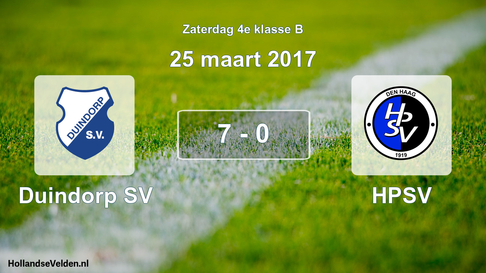 Total number of matches played: Duindorp SV - HPSV 7 - 0 (25 March 2017)