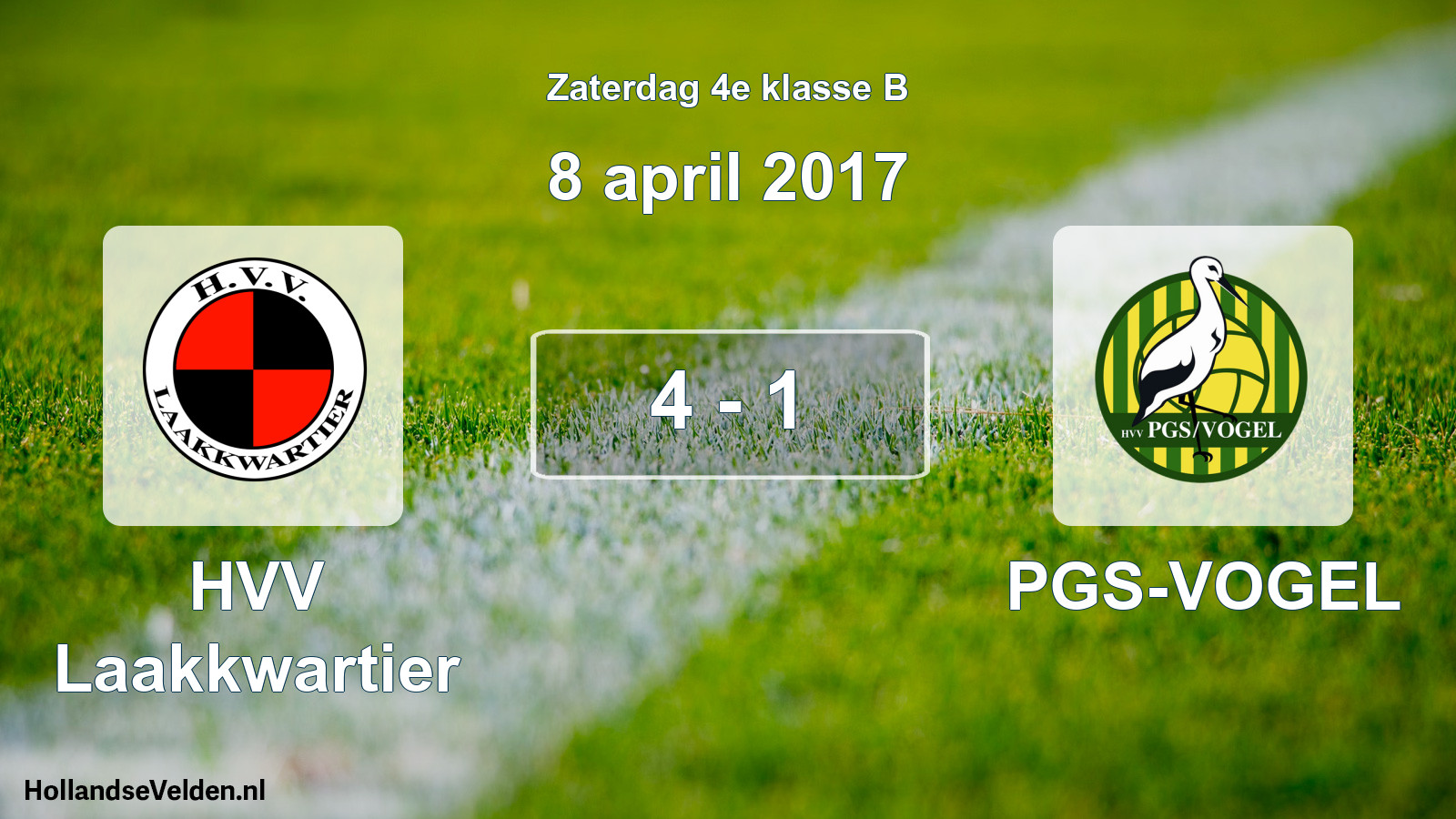 Total number of matches played: HVV Laakkwartier - PGS-VOGEL 4 - 1 (8 April 2017)