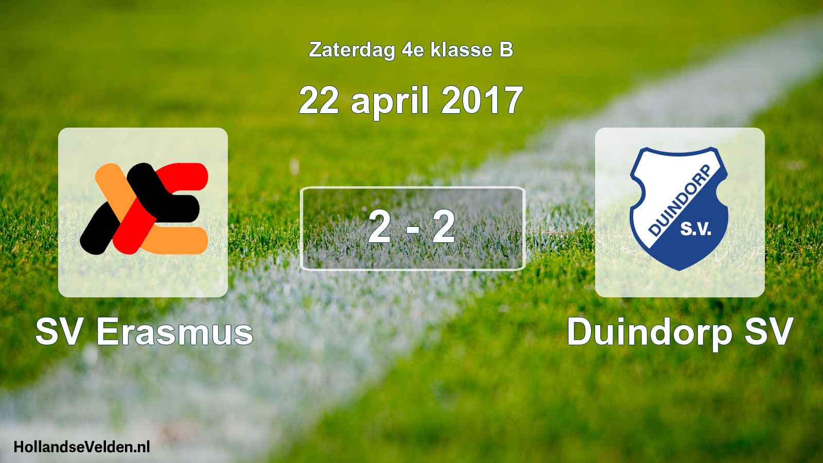 Total number of matches played: SV Erasmus - Duindorp SV 2 - 2 (22 April 2017)