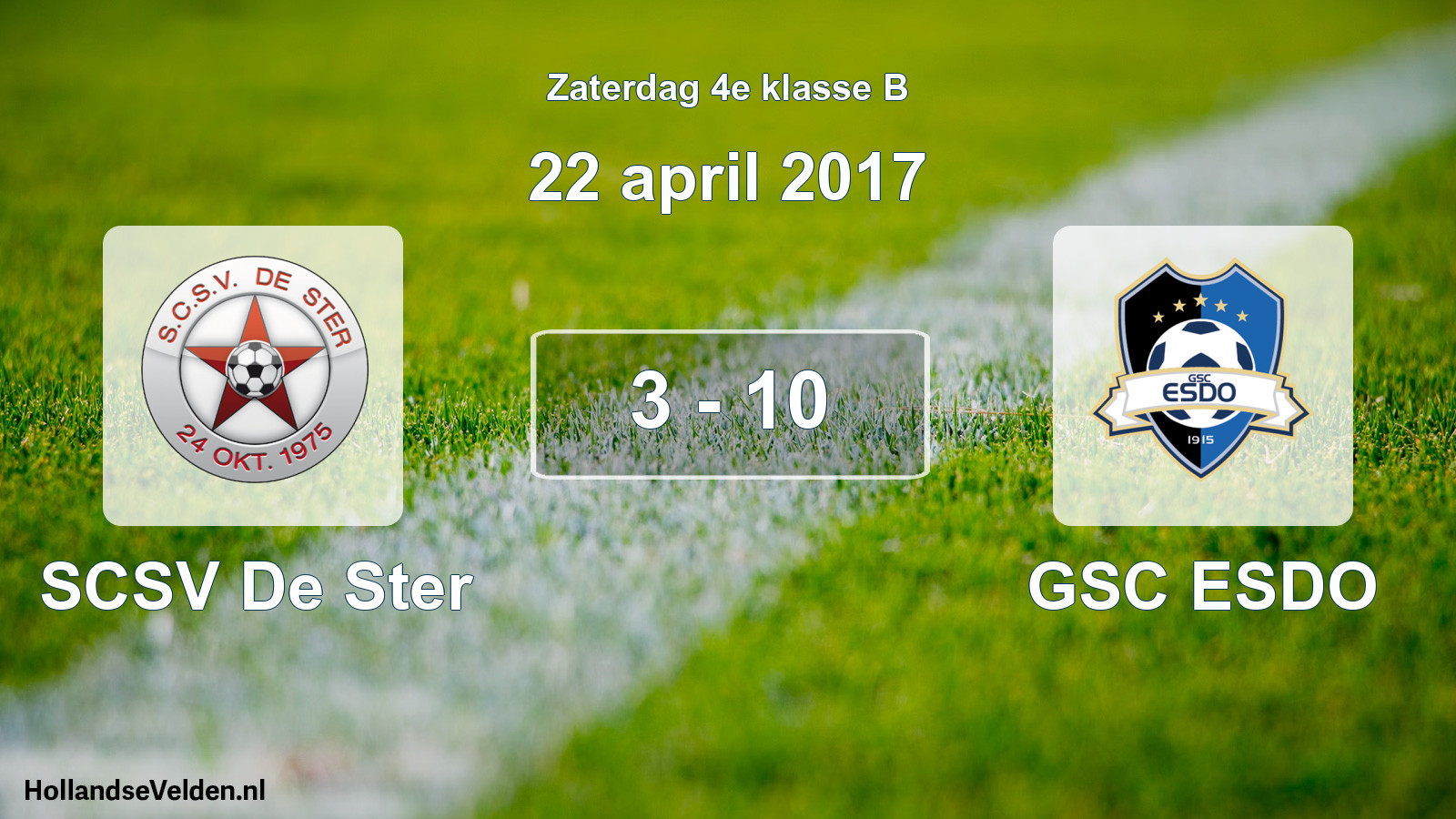 Total number of matches played: SCSV De Ster - GSC ESDO 3 - 10 (22 April 2017)