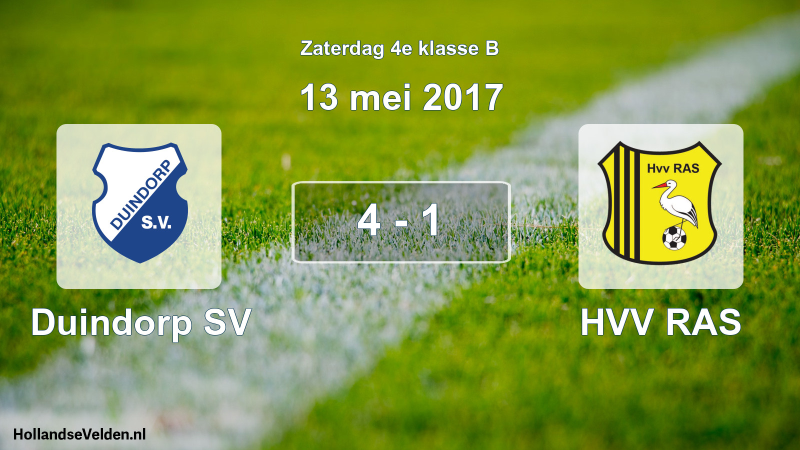 Total number of matches played: Duindorp SV - HVV RAS 4 - 1 (13 May 2017)