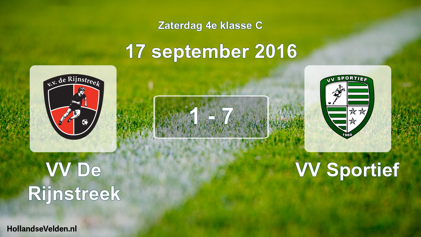 Total number of matches played: VV De Rijnstreek - VV Sportief 1 - 7 (17 September 2016)