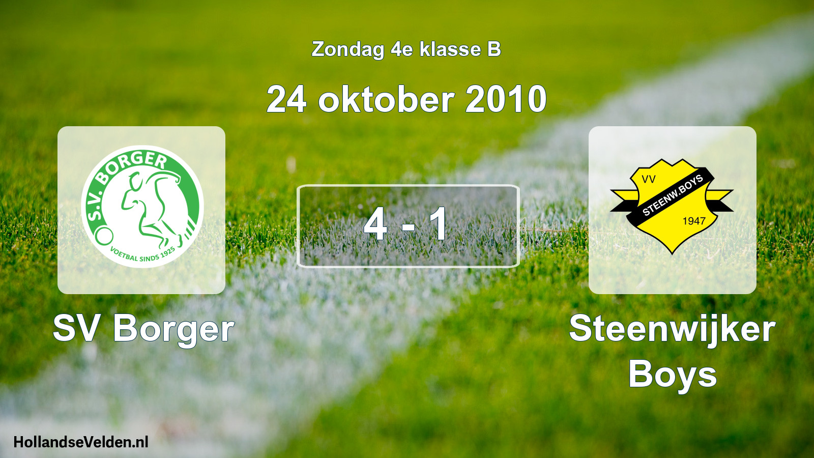 Total number of matches played: SV Borger - Steenwijker Boys 4 - 1 (24 October 2010)