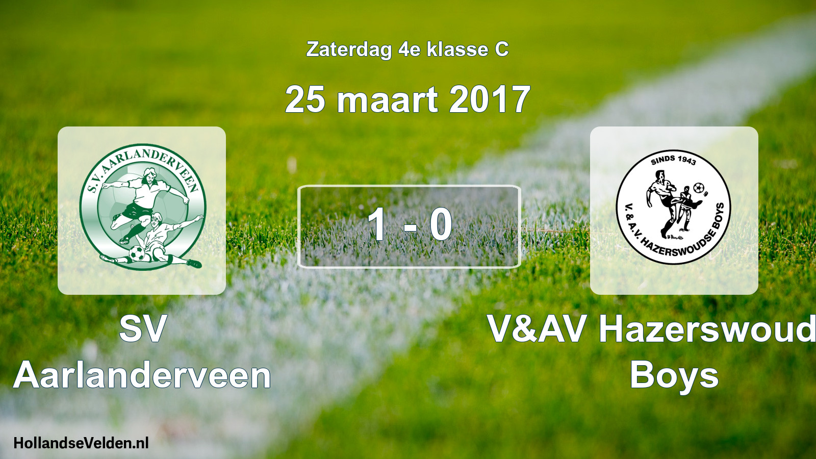 Total number of matches played: SV Aarlanderveen - V&AV Hazerswoudse Boys 1 - 0 (25 March 2017)