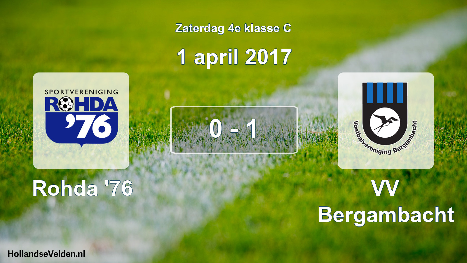 Total number of matches played: Rohda '76 - VV Bergambacht 0 - 1 (1 April 2017)