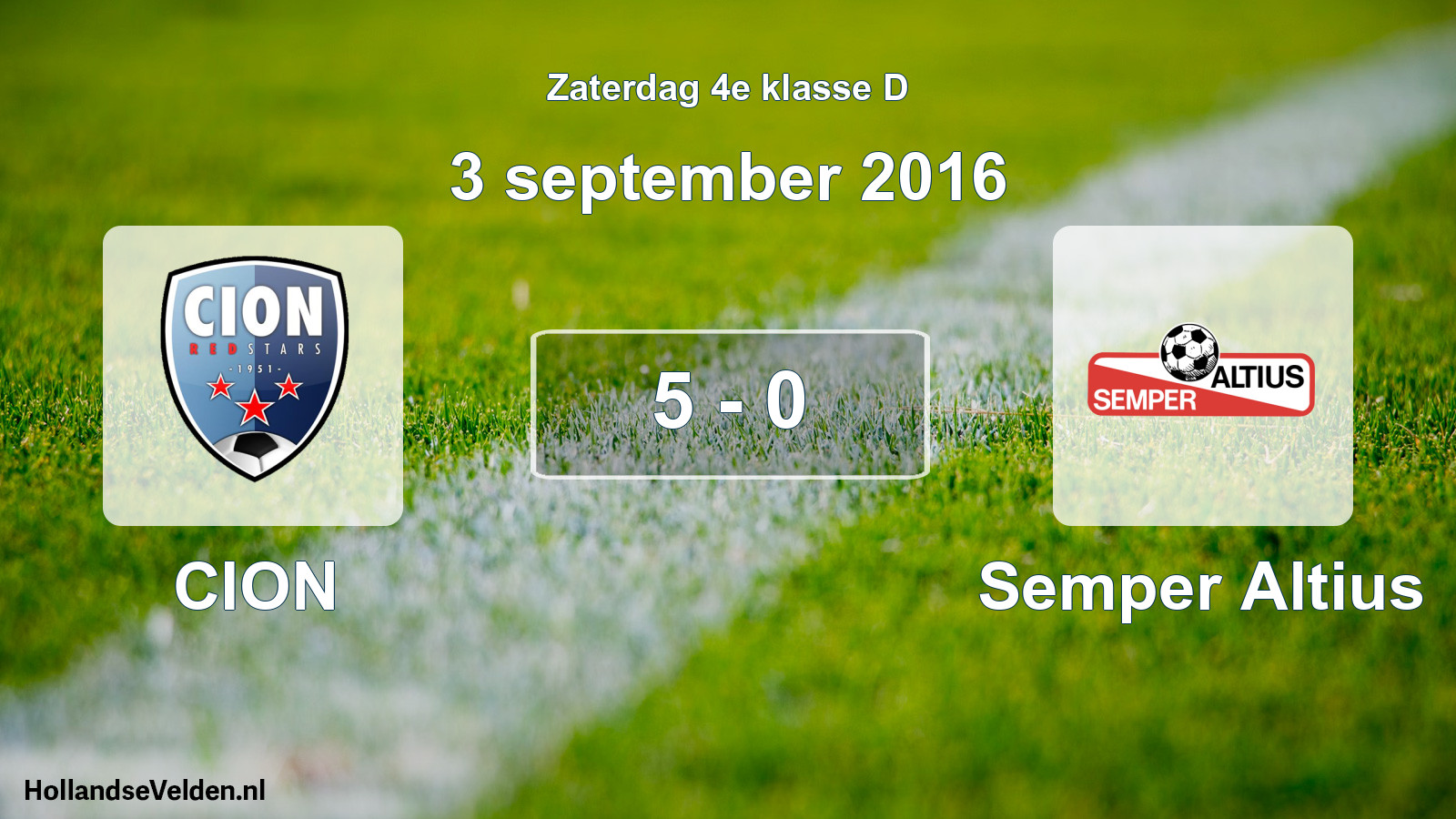 Total number of matches played: CION - Semper Altius 5 - 0 (3 September 2016)