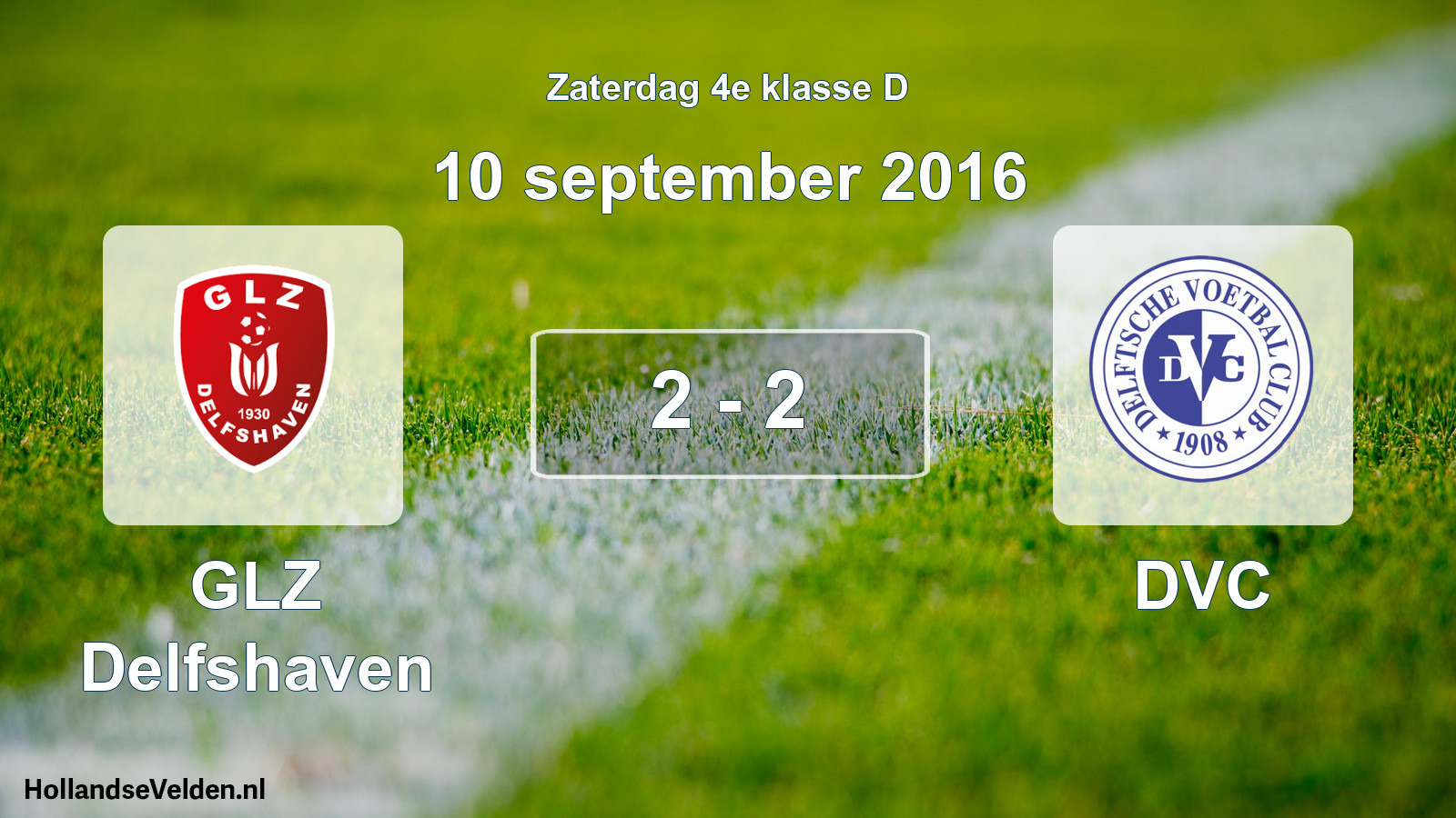 Total number of matches played: GLZ Delfshaven - DVC 2 - 2 (10 September 2016)