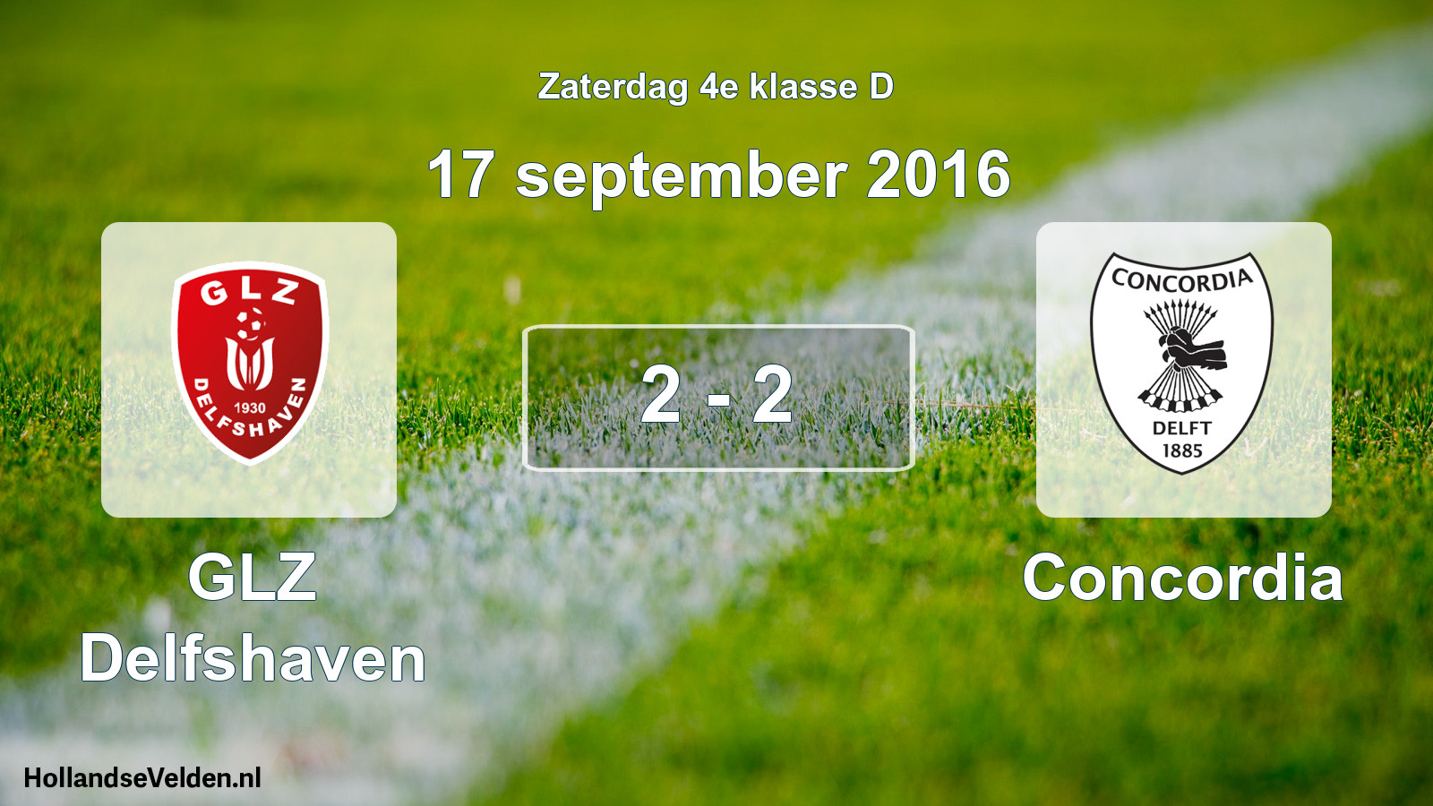 Total number of matches played: GLZ Delfshaven - Concordia 2 - 2 (17 September 2016)