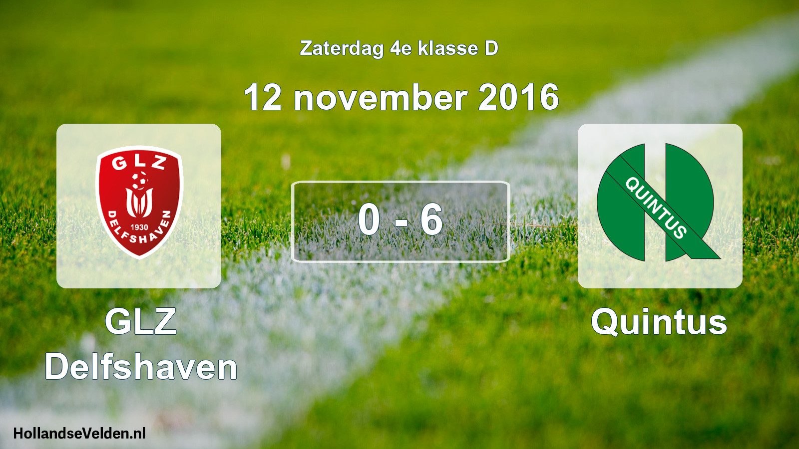 Total number of matches played: GLZ Delfshaven - Quintus 0 - 6 (12 November 2016)