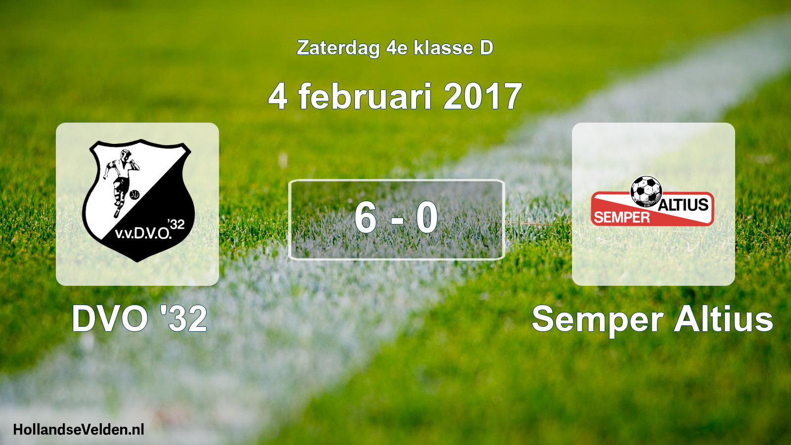 Total number of matches played: DVO '32 - Semper Altius 6 - 0 (4 February 2017)