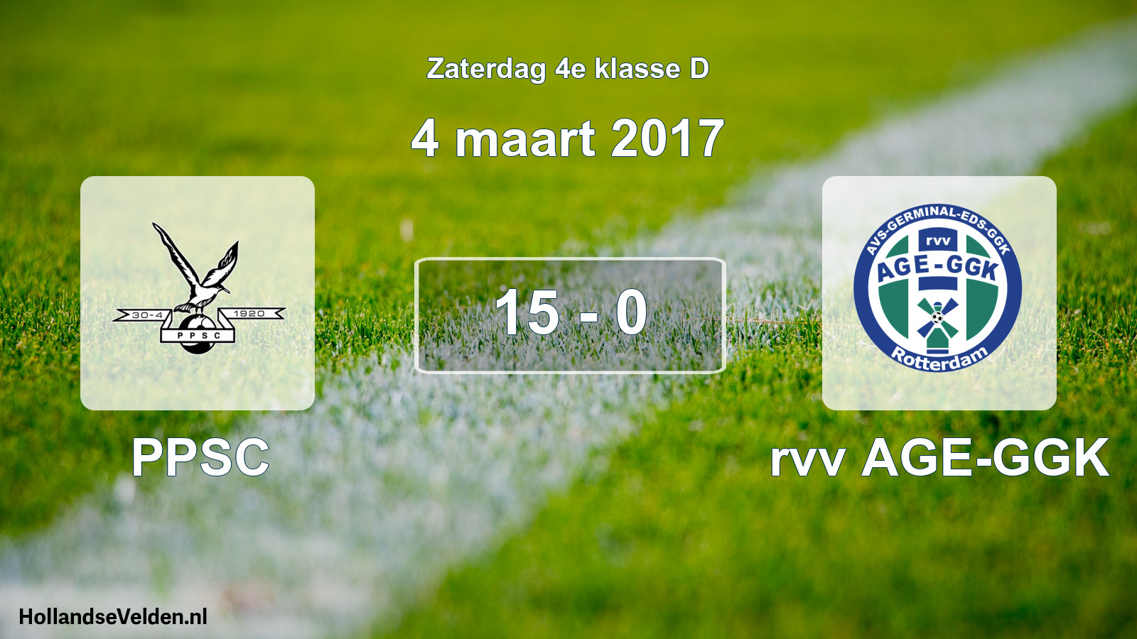Total number of matches played: PPSC - rvv AGE-GGK 15 - 0 (4 March 2017)