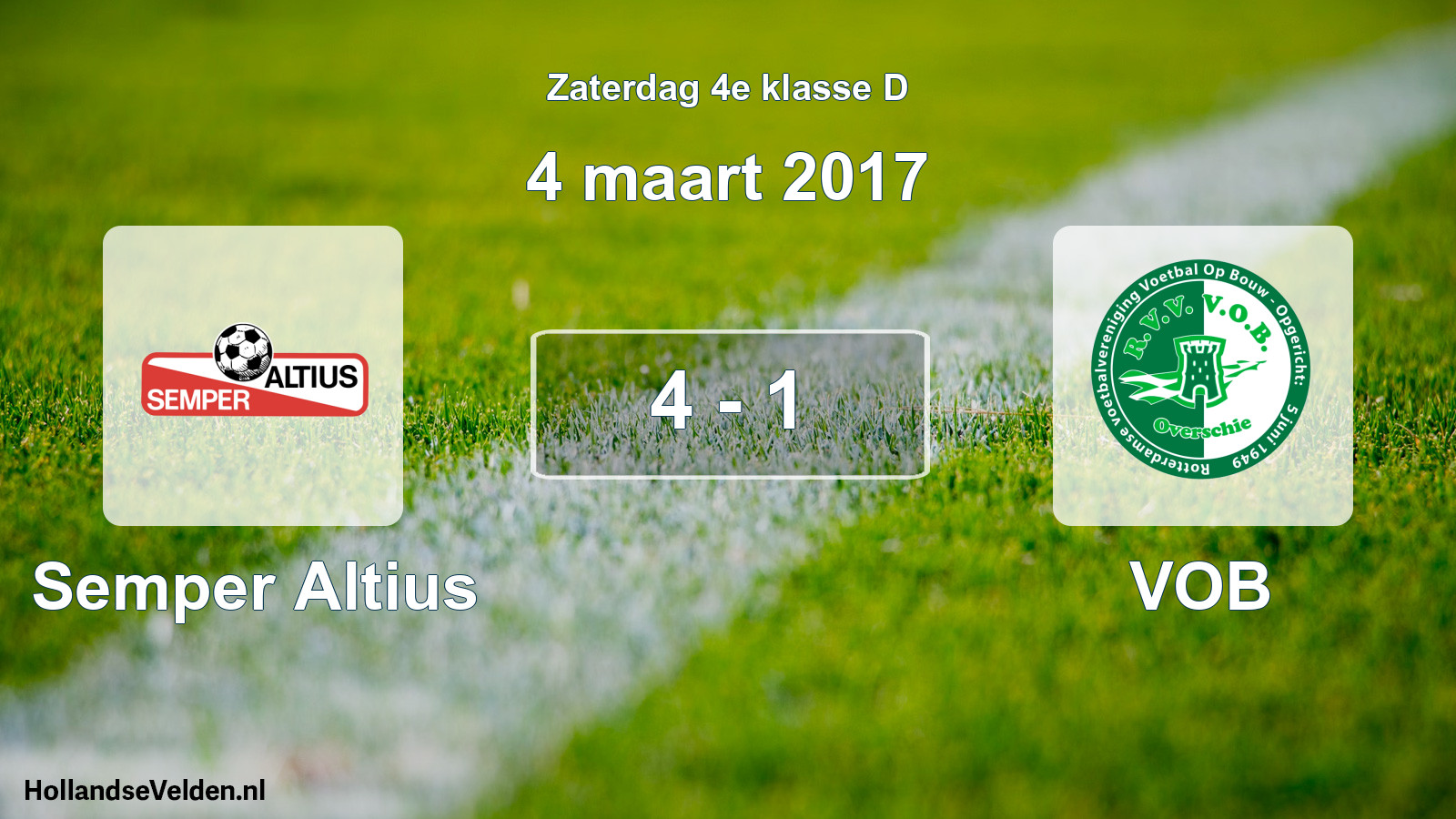 Total number of matches played: Semper Altius - VOB 4 - 1 (4 March 2017)