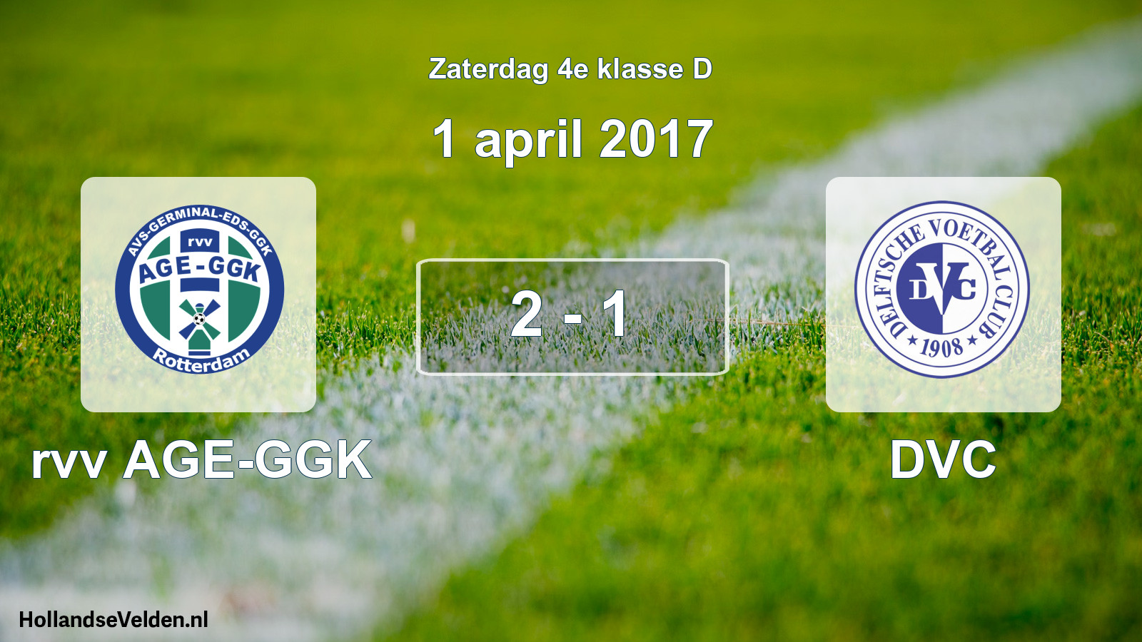 Total number of matches played: rvv AGE-GGK - DVC 2 - 1 (1 April 2017)