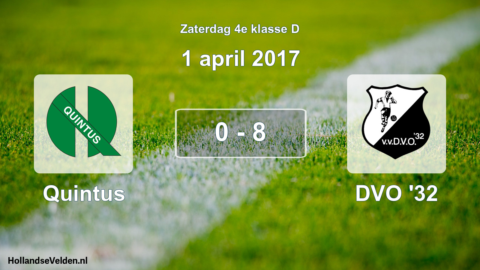 Total number of matches played: Quintus - DVO '32 0 - 8 (1 April 2017)