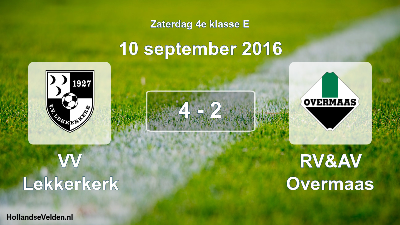 Total number of matches played: VV Lekkerkerk - RV&AV Overmaas 4 - 2 (10 September 2016)