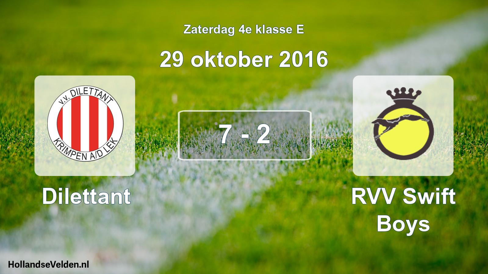 Total number of matches played: Dilettant - RVV Swift Boys 7 - 2 (29 October 2016)