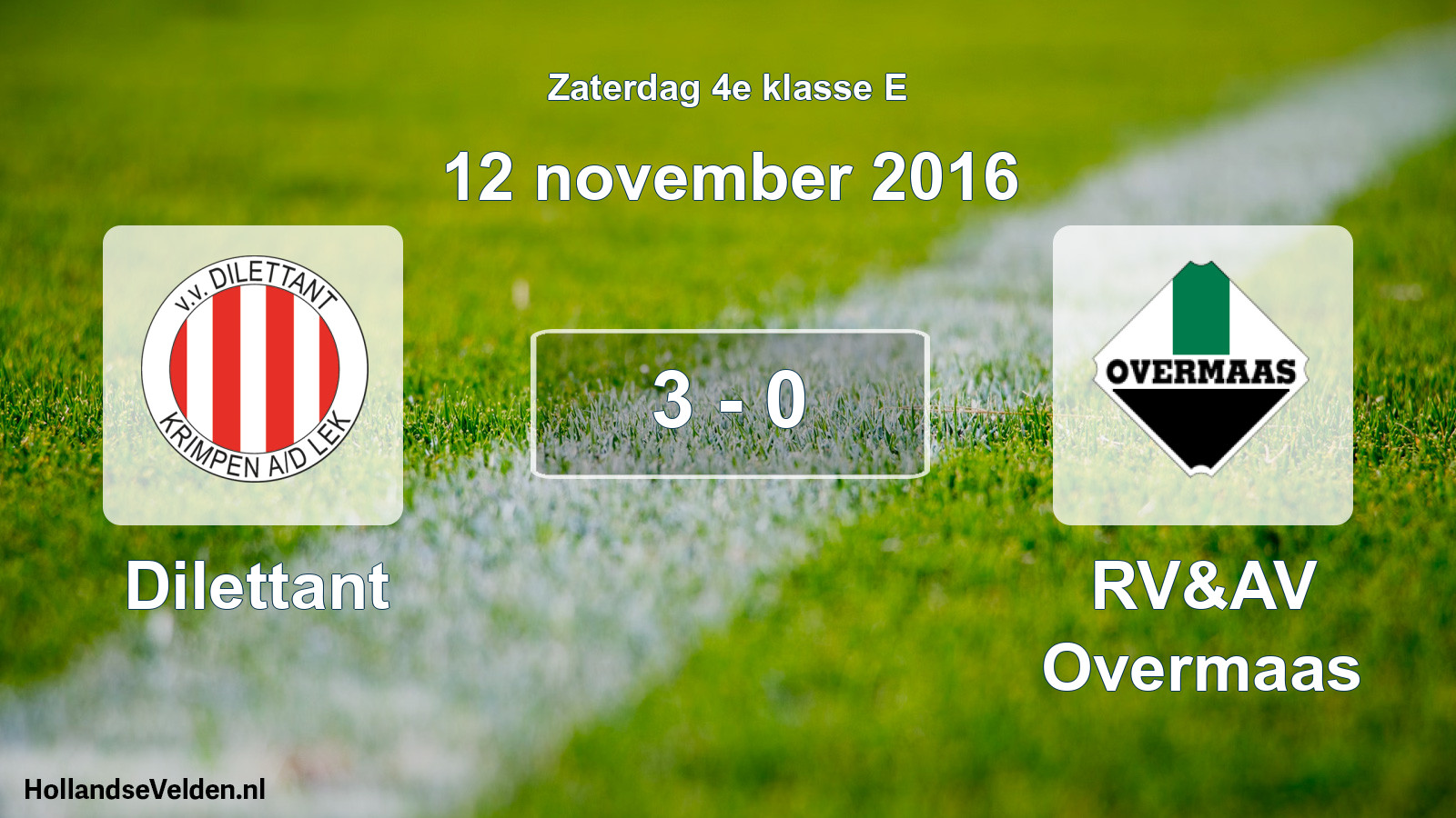 Total number of matches played: Dilettant - RV&AV Overmaas 3 - 0 (12 November 2016)