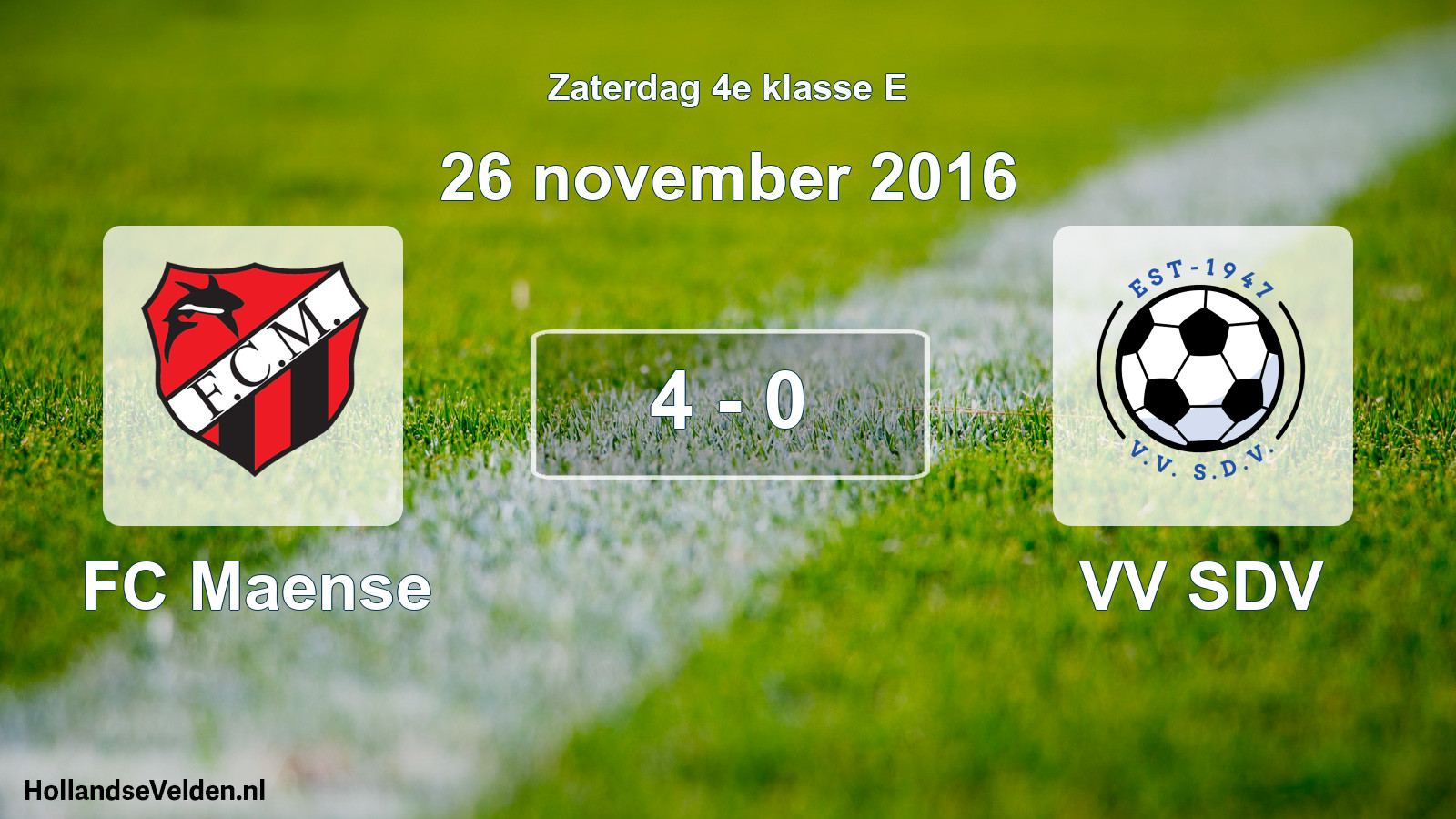 Total number of matches played: FC Maense - VV SDV 4 - 0 (26 November 2016)