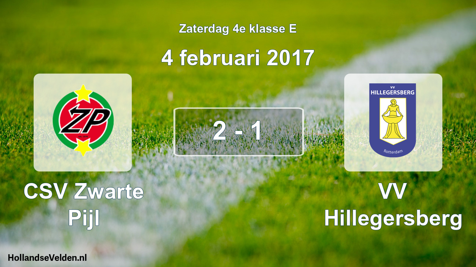 Total number of matches played: CSV Zwarte Pijl - VV Hillegersberg 2 - 1 (4 February 2017)
